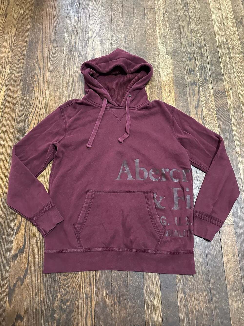 Y2K Abercrombie & Fitch Soft A&F Fleece Maroon Pullover Hoodie Size M